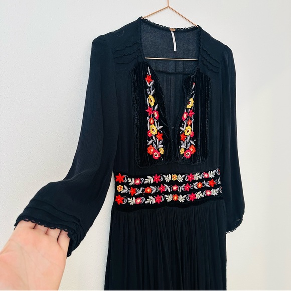 Free People Flora Embroidered Floral Midi Dress Boho - Picture 13 of 14